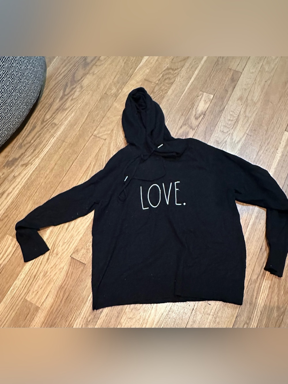 Rae Dunn Black Hooded Sweater with 'LOVE.' Text - Men